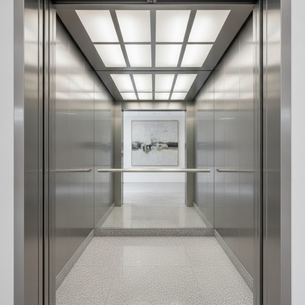 Cabine de elevador em aço inox com espelho